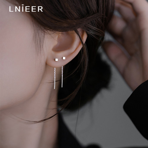LNIEER耳线999纯银女养耳洞