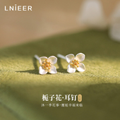 999纯银栀子花耳钉女养耳洞防致敏耳环睡觉免摘2025新款 爆款 耳饰