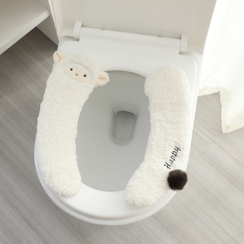 可爱卡通毛绒马桶垫羊羊加厚保暖坐便器套家用通用马桶圈
