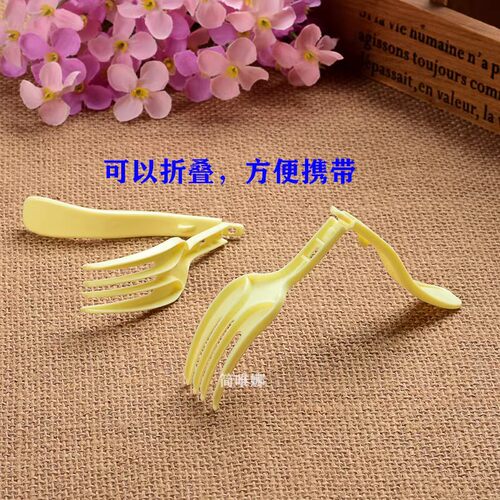 新款 一次性塑料折叠叉方便面叉加厚型折叠叉子水果蛋糕叉桶装面