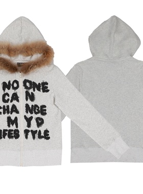 WOC线上WipeOutCliches涂鸦标语辣妹美式复古修身连帽拉链卫衣