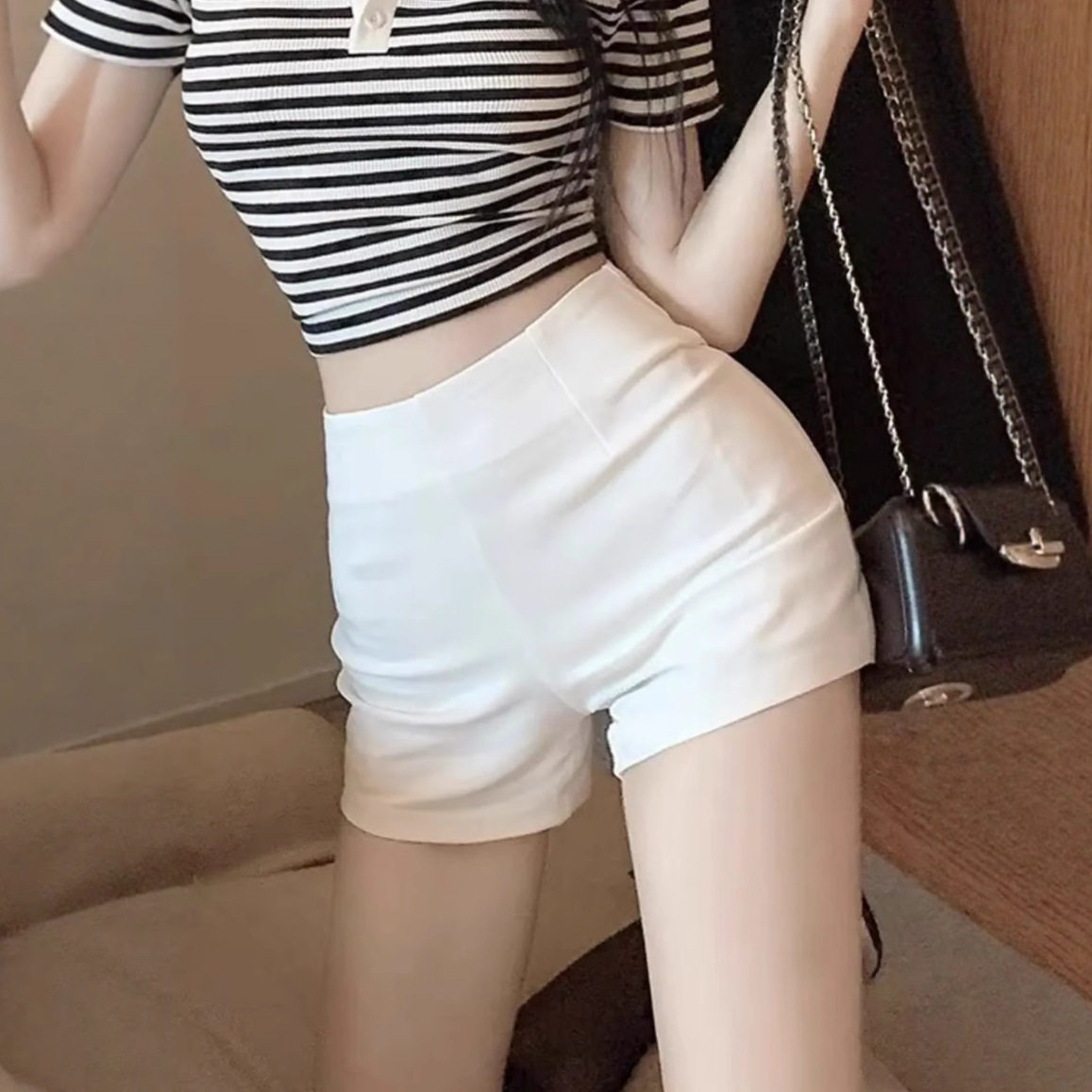 白色西装短裤女夏季辣妹