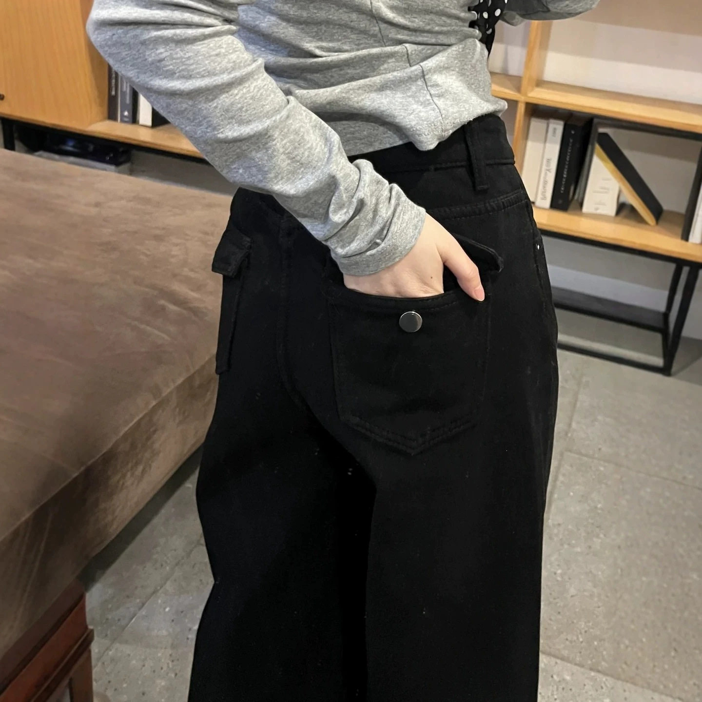 2026黑色阔腿裤女夏季高