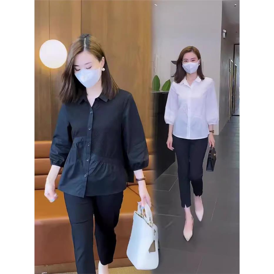 爆款衬衣女时尚遮肚子七