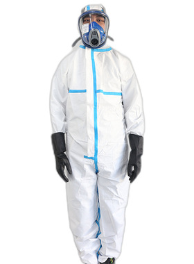 汉盾 HD-BP616胶条型白色带帽连体式限次性工业防护服（50件/箱）