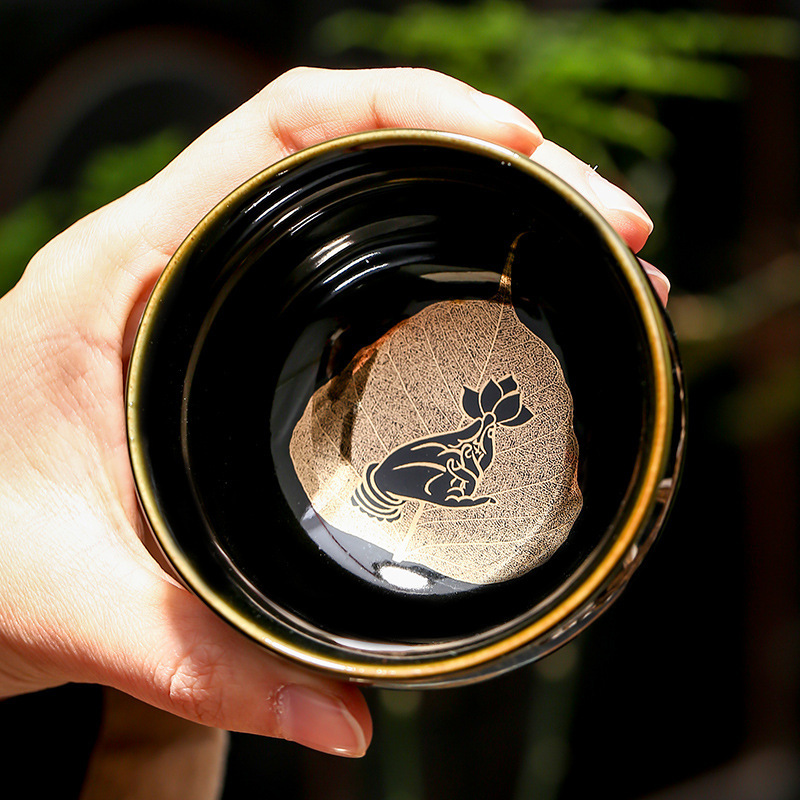 般若心经杯陶瓷茶杯主人杯百福杯建盏木叶盏禅定乌金盏禅意