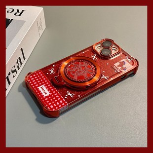 2026马年发财适用oppoa6手机壳a6pro新年a5红色a5por旋转a3支架a3por潮牌5g本命年0pp0闪粉新款 防摔硅胶软壳p