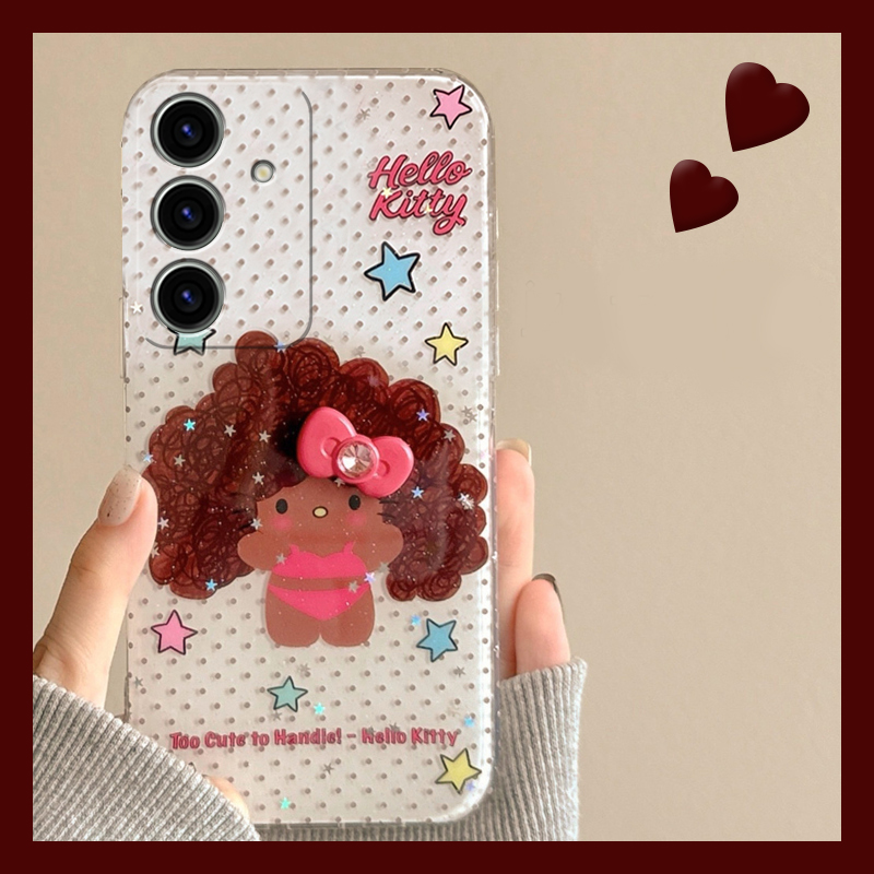 手机壳彩色星星卡通爆炸头KT猫凯蒂猫立体