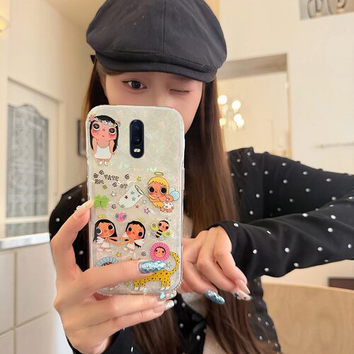 手机壳贝壳纹卡通小蜜蜂小玉女孩