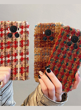 秋冬撞色条纹绒布适用华为荣耀magic5pro手机壳magic4红色7por毛绒6线条3冬季play9c暖手play8t毛茸茸7t女6t