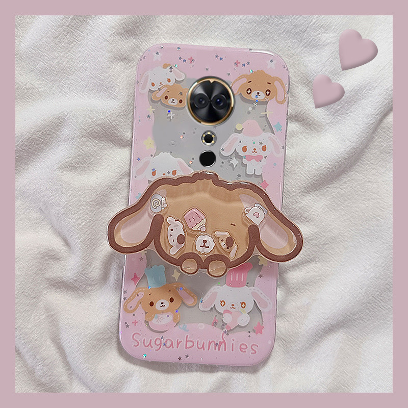 手机壳硅胶卡通趣味摇摇乐兔子支架