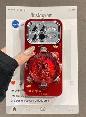红色财神爷适用小米红米k90promax手机壳k80pro+新年k70e立体k60至尊版旋转k50葫芦k40s支架十redmi卡通硅胶p
