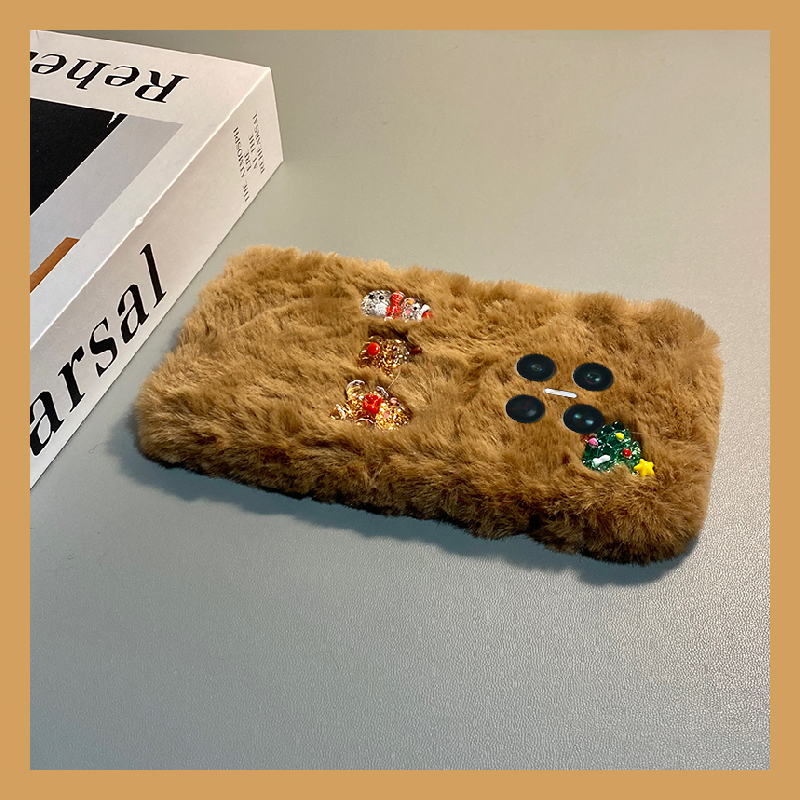 手机壳秋冬毛绒卡通圣诞树雪人麋鹿姜饼人