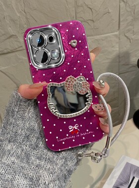 波点闪钻kt猫镜子适用oppoa6max手机壳a6gt卡通a6i凯蒂猫a5pro带a3x斜挎a2m挂绳a53s冰川纹a32a72硅胶a97a58