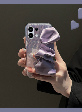 羽纱紫色蝴蝶带腕带适用oppok13turbo手机壳k13turbopro可斜挎por韩系0ppo超仙0pp0小众oppo艺术高级感透明女