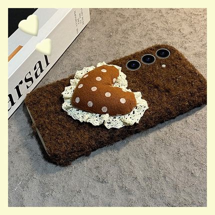 蕾丝波点爱心适用三星s25edge手机壳s24plus秋冬s23ultra毛绒s22+简约s21fe立体note20冬天s10十galaxy毛茸茸