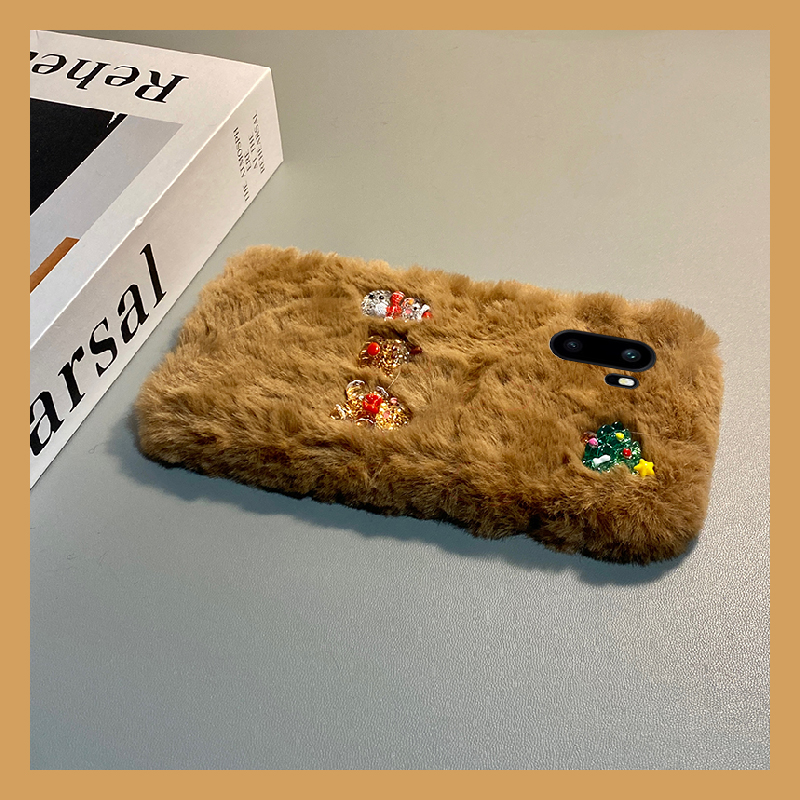 手机壳秋冬毛绒卡通圣诞树雪人麋鹿姜饼人