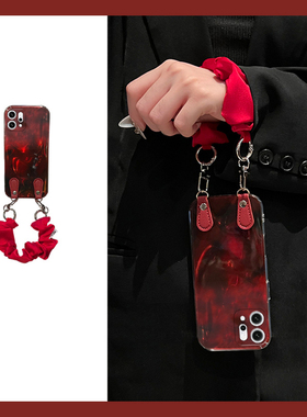 适用opporeno14手机壳reno13pro+可斜挎reon12红色11晕染10带9丝巾8手绳7se背带5k冰川纹4可背3十oppo硅胶软p