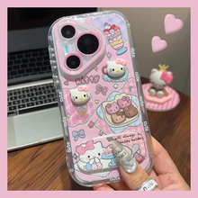 适用opporeno14手机壳reno13pro可爱kt猫reon12带镜子11支架10立体9卡通8可爱7se补妆镜6羽纱5k硅胶oppo软壳p