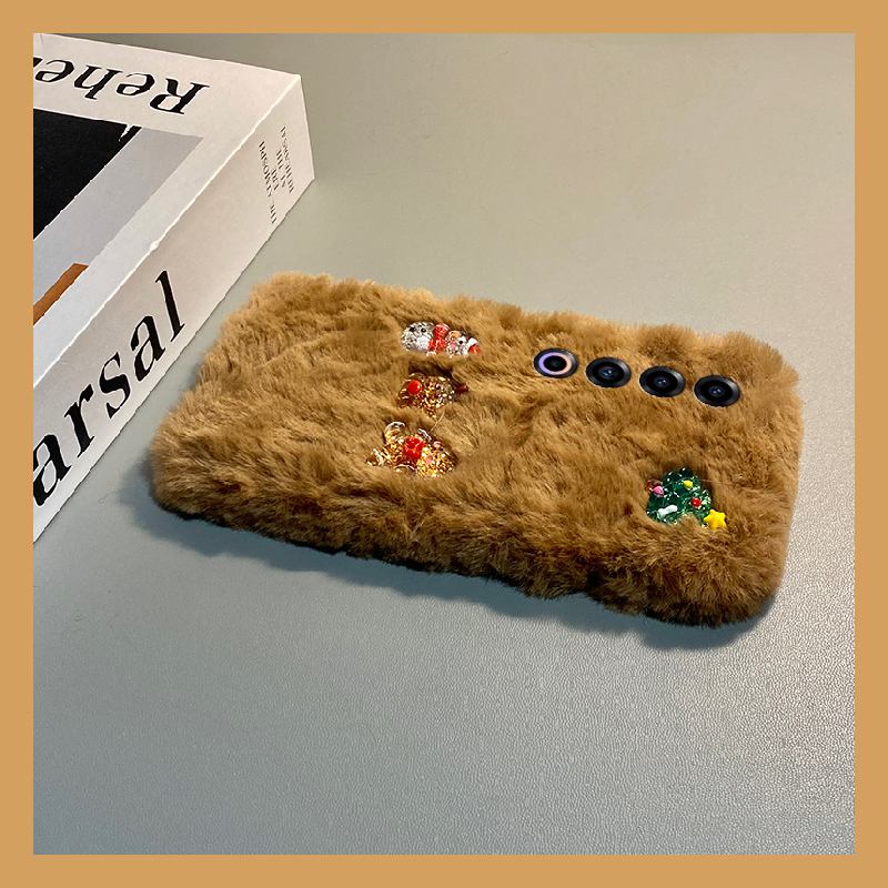 手机壳秋冬毛绒卡通圣诞树雪人麋鹿姜饼人