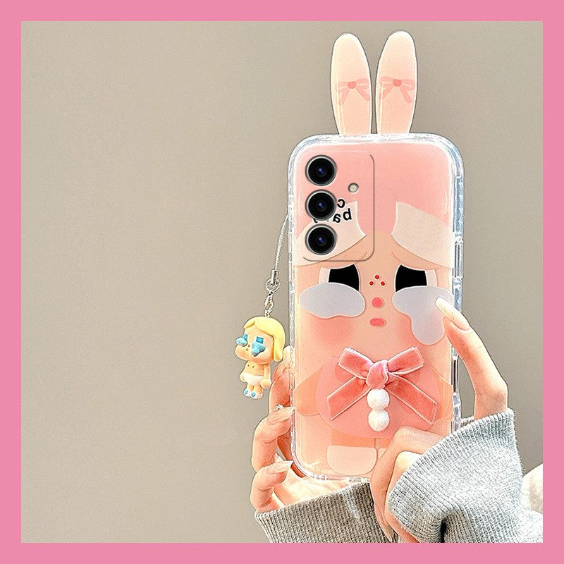 手机壳硅胶卡通呆萌哭娃女孩立体蝴蝶结耳朵