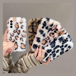 韩系毛绒豹纹适用三星s26ultra手机壳s26秋冬拼色s26 十galaxy保暖女 毛茸茸s26plus冬天s26edge毛毛s26fe冬季