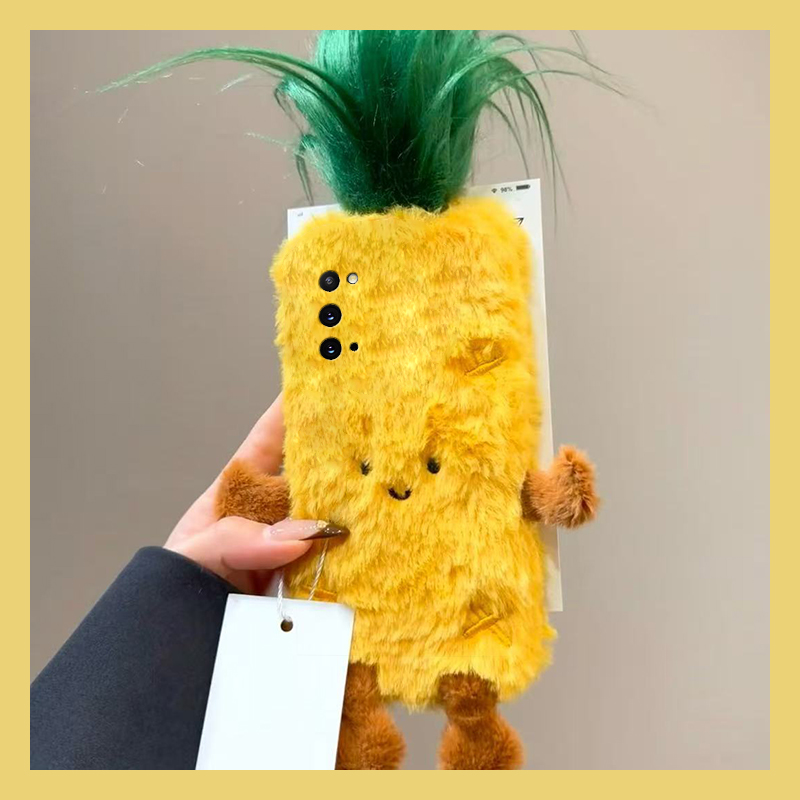 手机壳秋冬毛绒可爱卡通炸毛菠萝