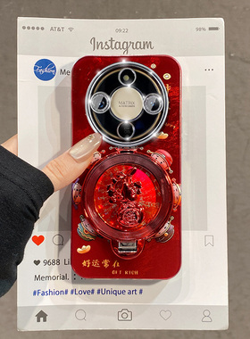 红色财神爷适用华为荣耀x70手机壳畅玩70plus新年x70i立体x60gt旋转x50葫芦9x畅享70pro麦芒30支架20女honor