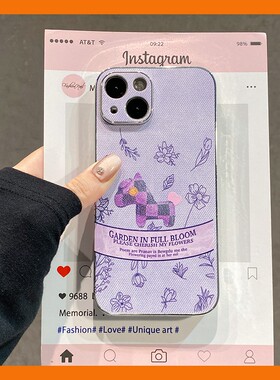 2026格纹小马适用苹果17手机壳iPhone16promax新年15pro带14plus挂绳13卡通12紫色11牛仔纹air马年16e硅胶女p