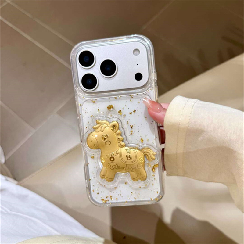 手机壳滴胶金箔可爱卡通马上有钱