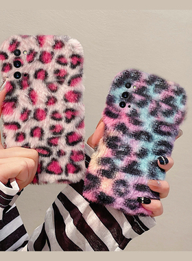 韩系毛绒豹纹适用三星a53手机壳f52秋冬a8s拼色a71晕染a51毛茸茸a70s高级感a90a80a60毛毛a50s冬季a30a20a31