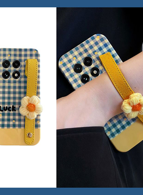 ins风适用oppo一加ace5pro手机壳1+13t蓝色12格纹ace3v立体ace2针织11花朵10腕带9手绳8新款7十oneplus硅胶女