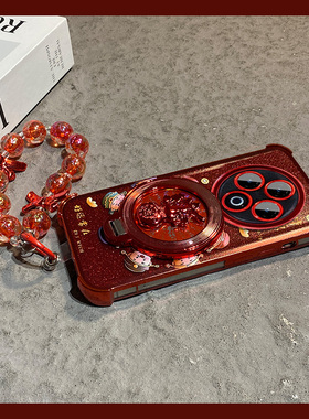 闪粉旋转葫芦支架适用vivoiqooneo11手机壳iqoo15新年y500pro红色y300por+财神爷y300i带十vivo挂链iq00neo女