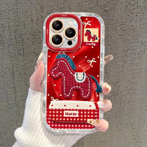 手机壳硅胶羽纱2026马年镜子支架