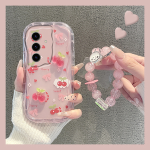 适用三星s23ultra手机壳s24+plus立体s22樱桃a21fe水果a54适合a51夏天的a34英文a71个性a32波浪纹a33a72十5g