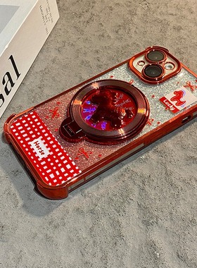 2026旋转小马适用oppo一加ace6手机壳1+ace6立体支架0pp0马年新年十oneplus红色闪粉本命年新款防摔硅胶软壳p