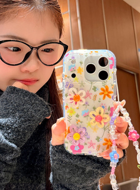 ins风立体彩色花朵适用oppofindx9手机壳findx8s+春日x9pro小清新x8s带x7ultra挂绳x9plus多巴胺十双层0pp0女