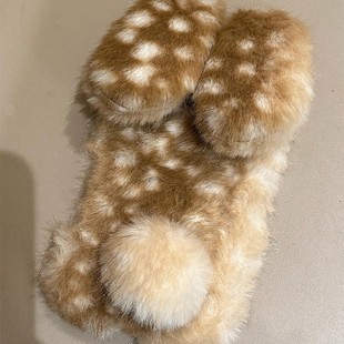 毛绒兔子耳朵适用oppor17手机壳r15x秋冬r11splus毛茸茸r11s卡通r9立体r9plus拼色r7s晕染r17pro毛毛oppo冬天