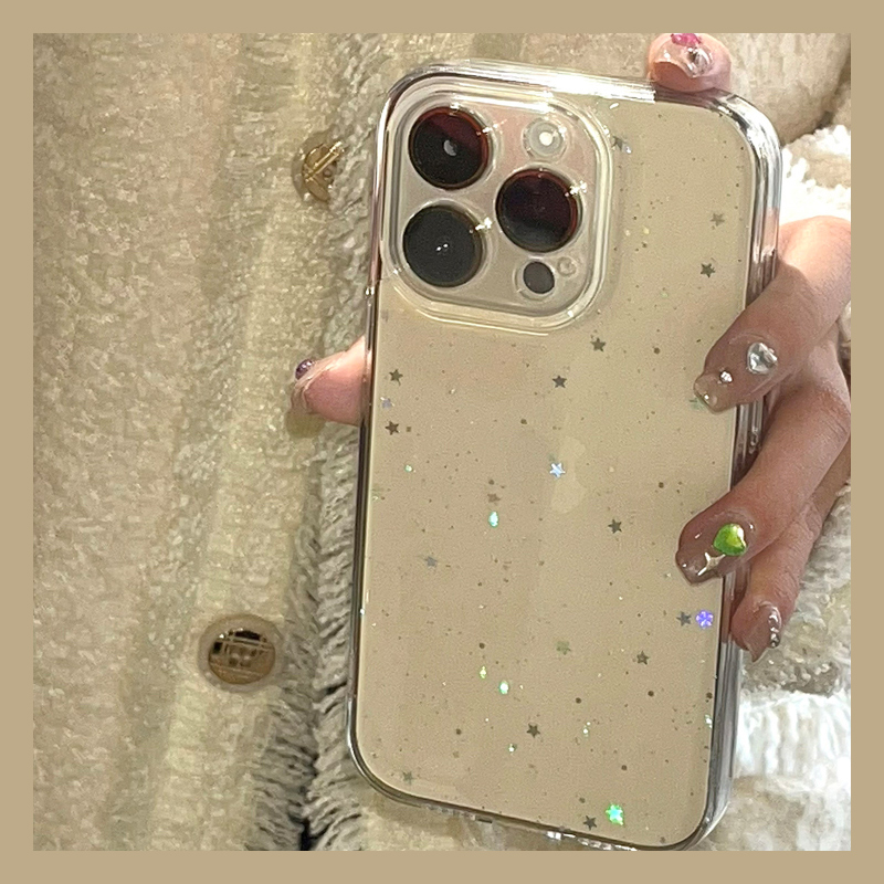 手机壳硅胶透明简约滴胶闪粉星星亮片