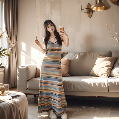 新款针织连衣裙显瘦吊带修身气质