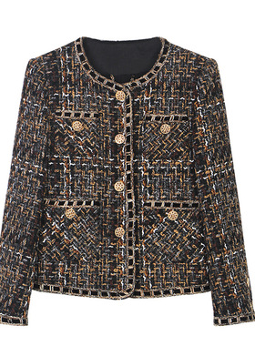 罗马假日升级版法式小香风复古粗花呢外套W28899