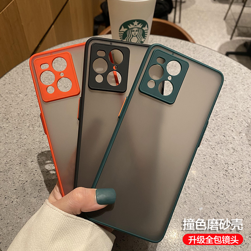 OPPO磨砂透明个性撞色直边手机壳