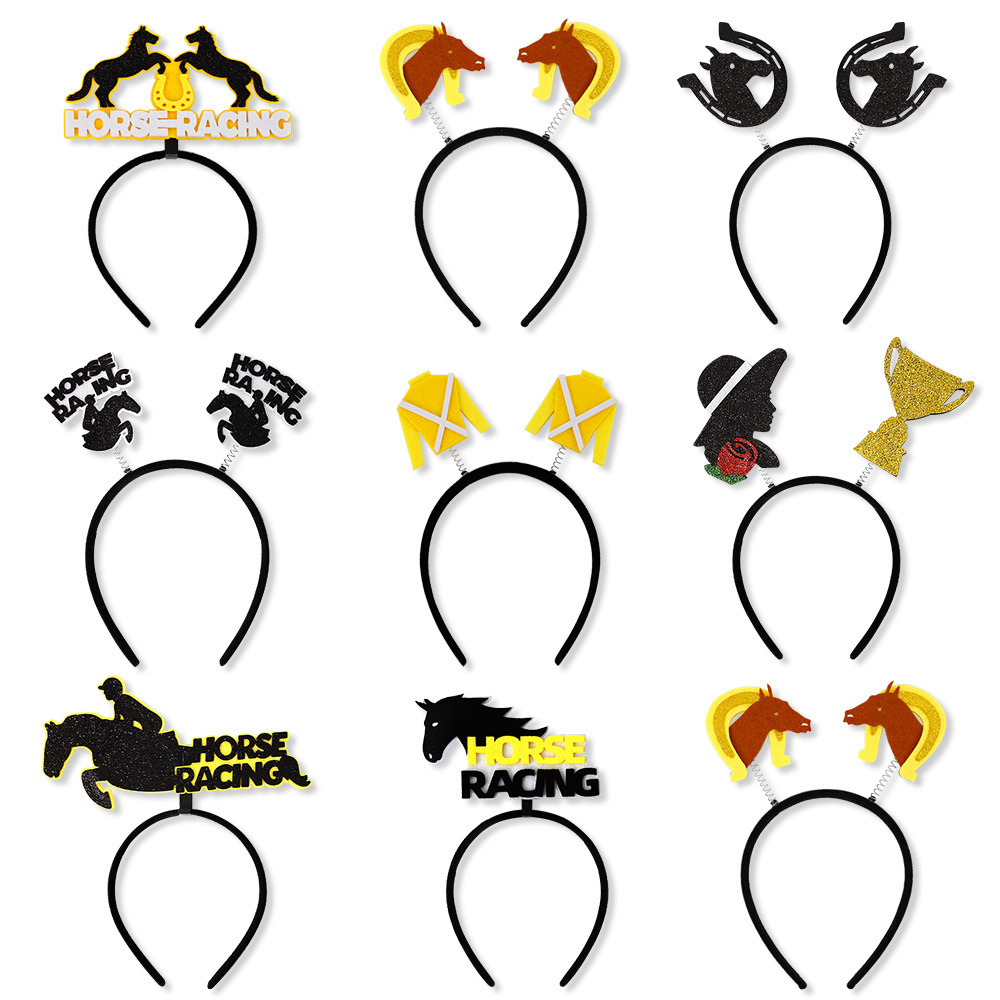 新款赛马节发箍头扣节日聚会装扮骑马头箍发饰派对装饰用品