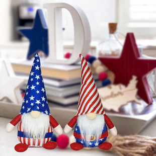 独立日装饰摆件 国庆星星条纹红蓝无脸娃娃家居装饰摆件