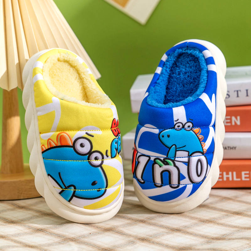 冬季儿童棉拖鞋男童女童大童卡通保暖防滑小孩厚底室内居家宝宝拖