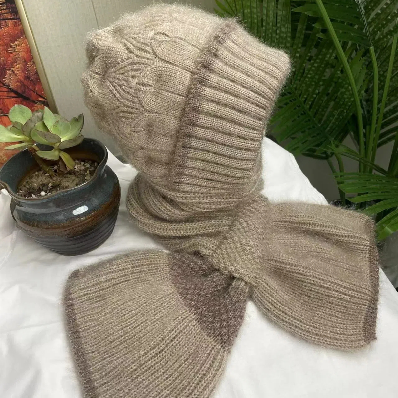 风雪帽冬季围巾帽子一体加绒加厚