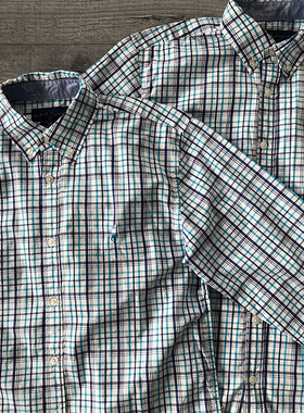 美系经典老款格纹商务休闲衬衫男RJ28