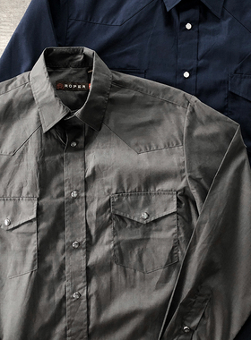 美式复古纯正西部风格硬汉COWBOY牛仔的衬衫男合身松弛深色