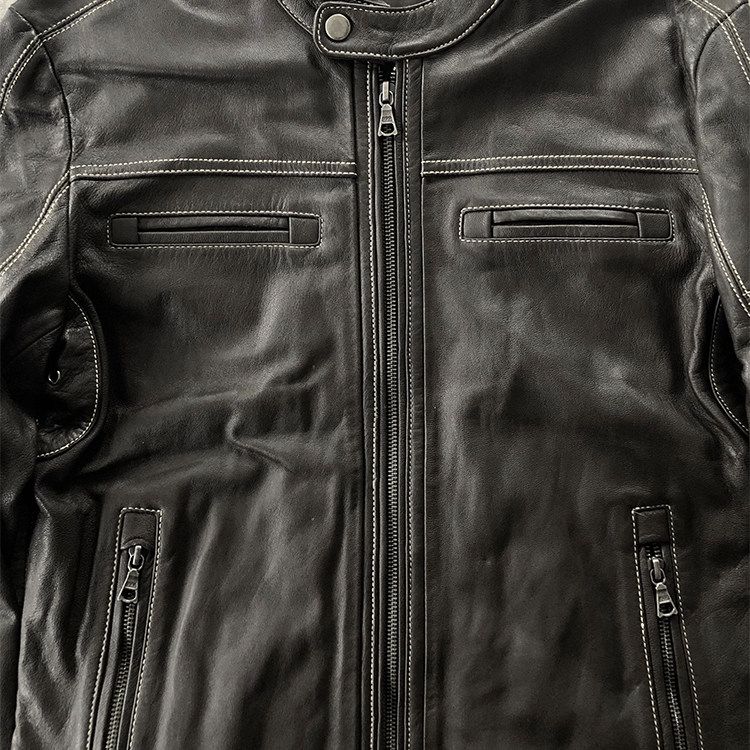 美系中奢羊皮机车皮衣瘦版