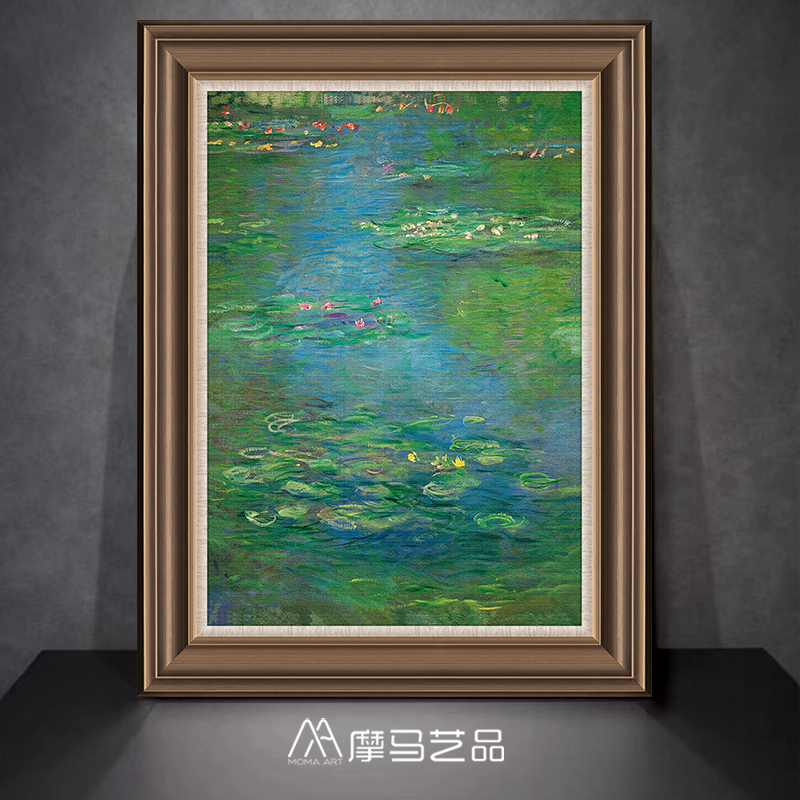 摩马艺品《睡莲》 莫奈经典油画欧美式装饰挂画原作版画立体名画图片